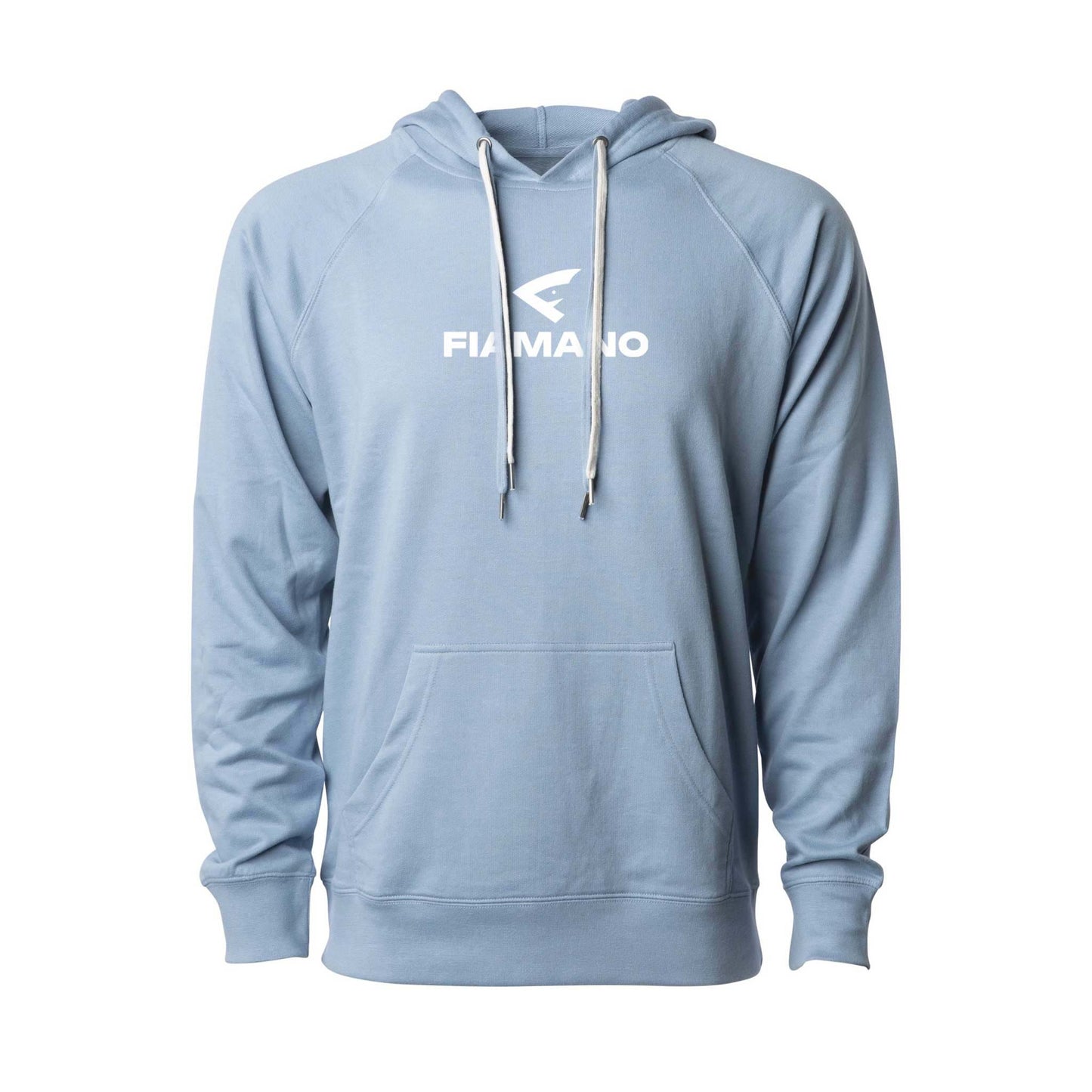 Men's Blue Lightweight Hoodie with White FIAMANO Name & Logo