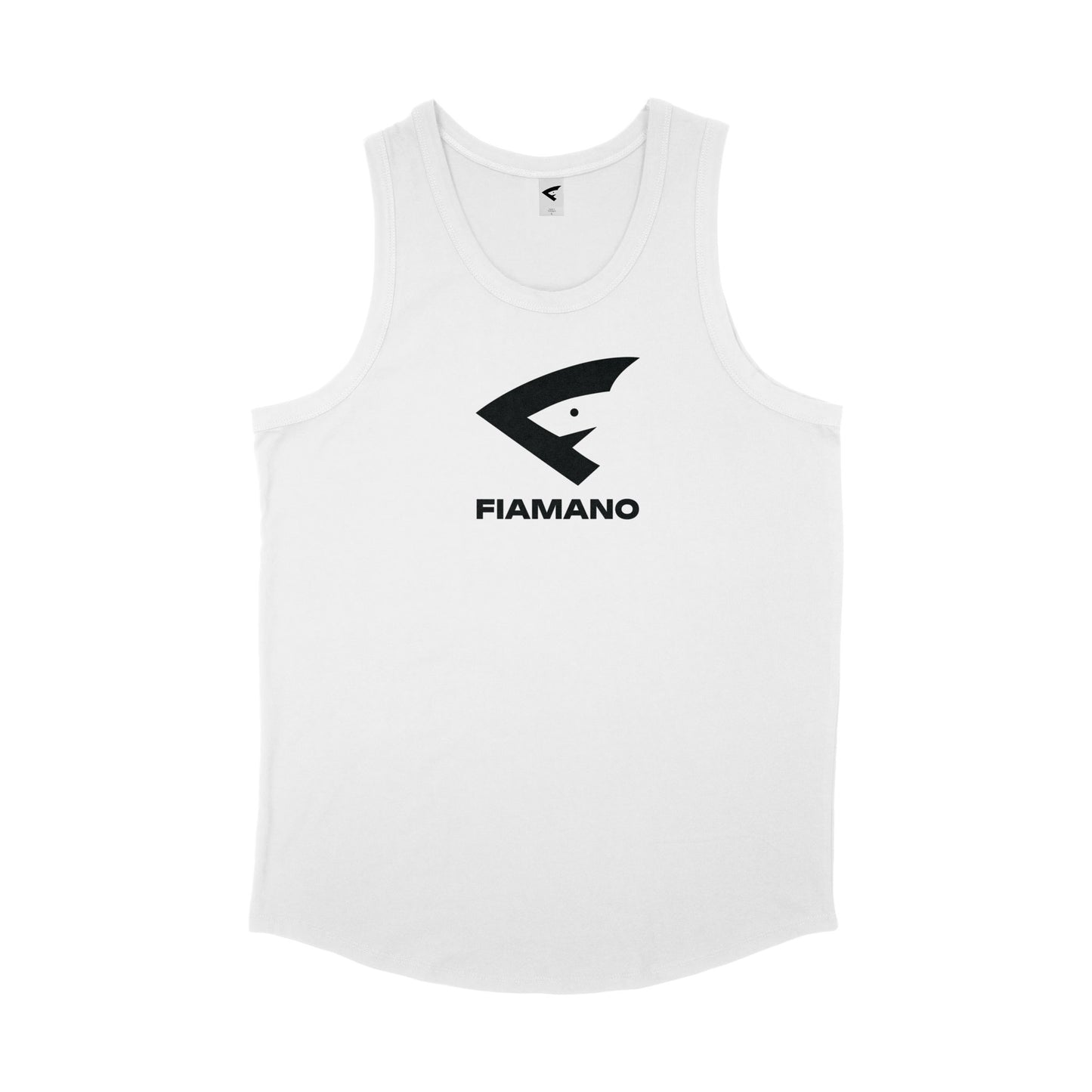 Men's White Tank Top with Black FIAMANO Name and Logo