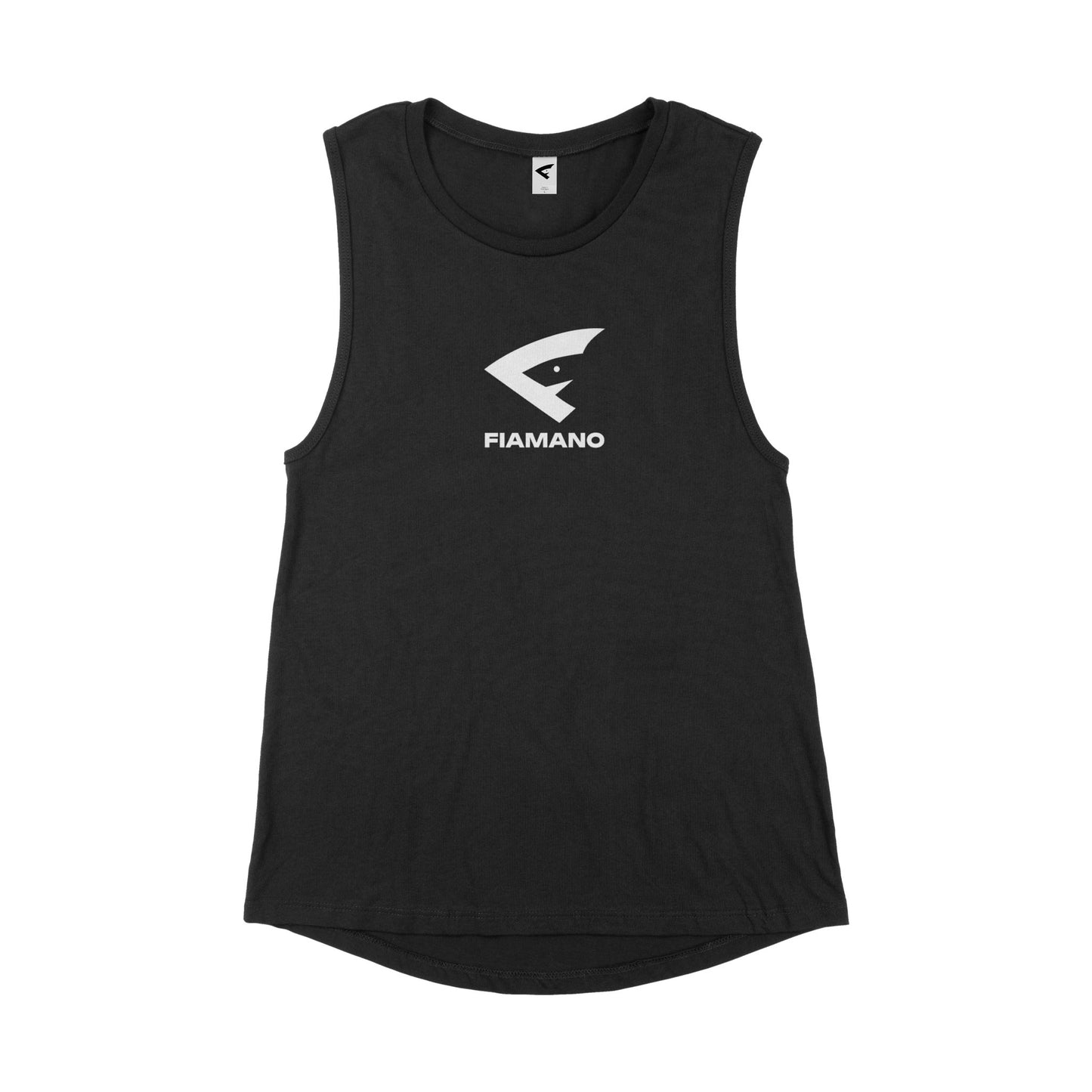 black tank top with white FIAMANO name & logo