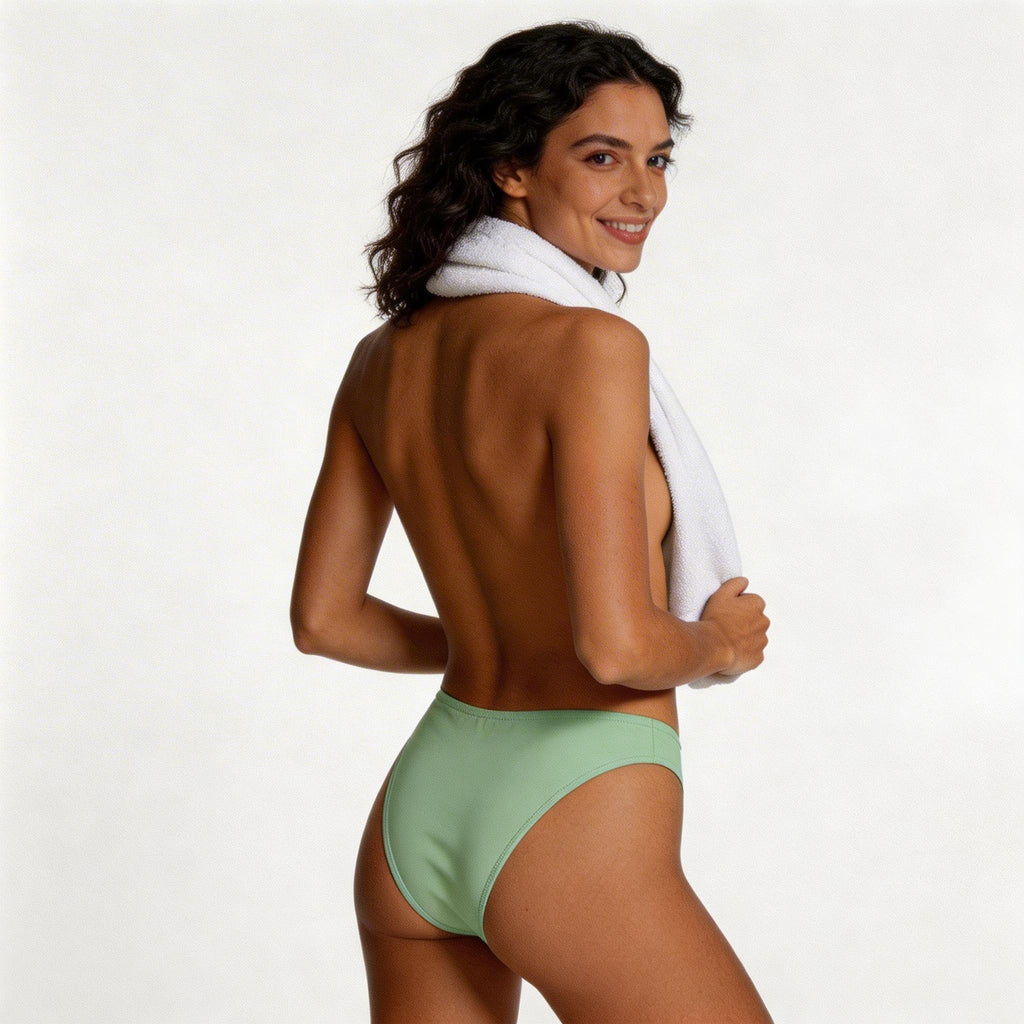 green V-cut bikini bottom