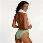 green V-cut bikini bottom