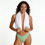 green V-cut bikini bottom