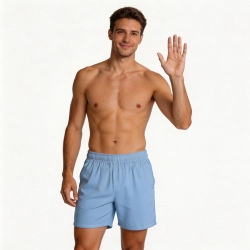 light blue swim trunks