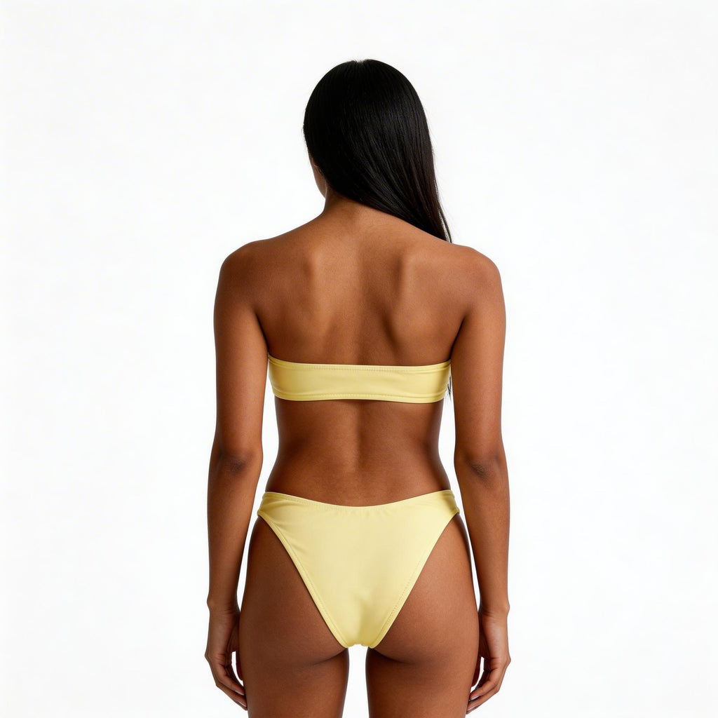 yellow V-cut bikini bottom