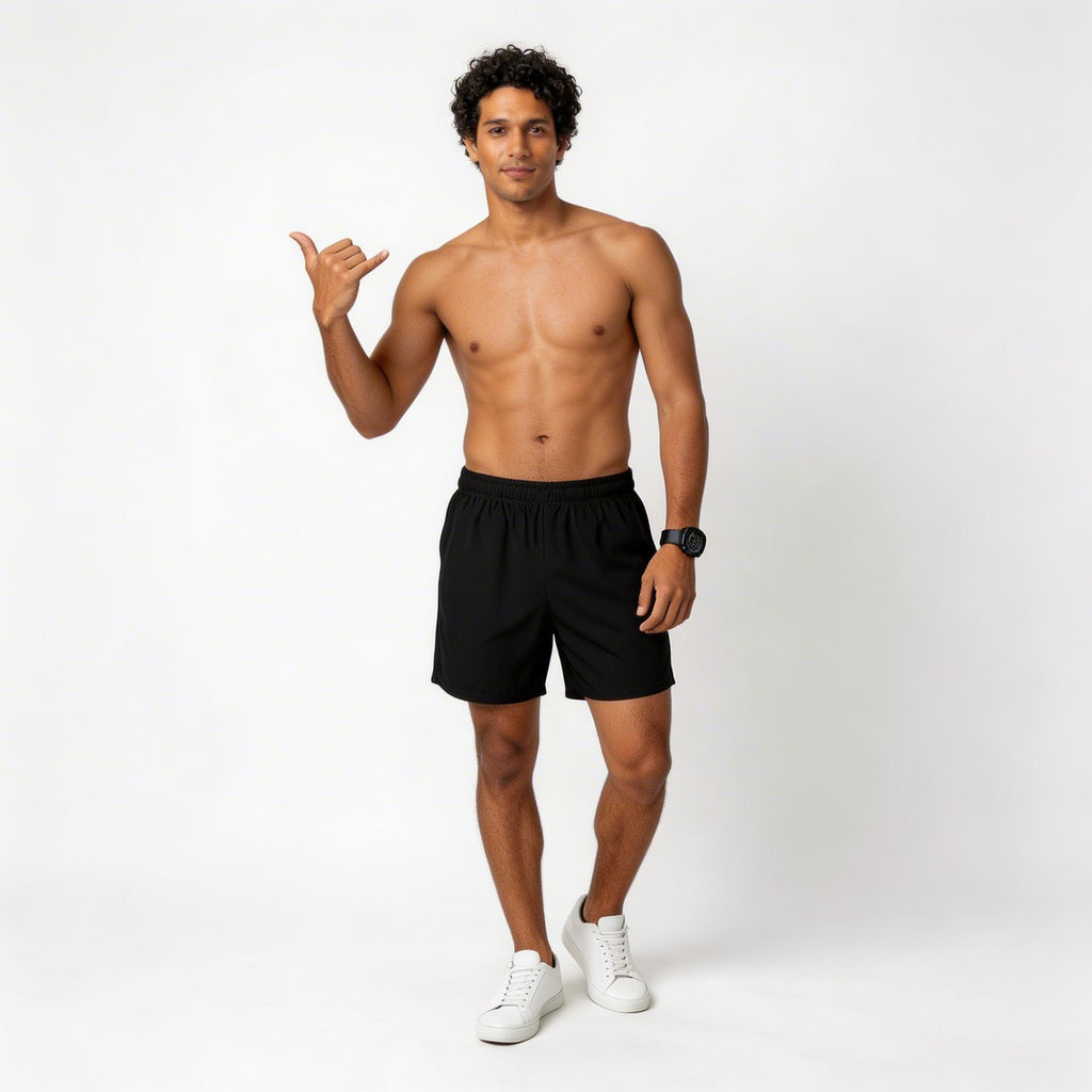 black swim trunks