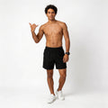 black swim trunks