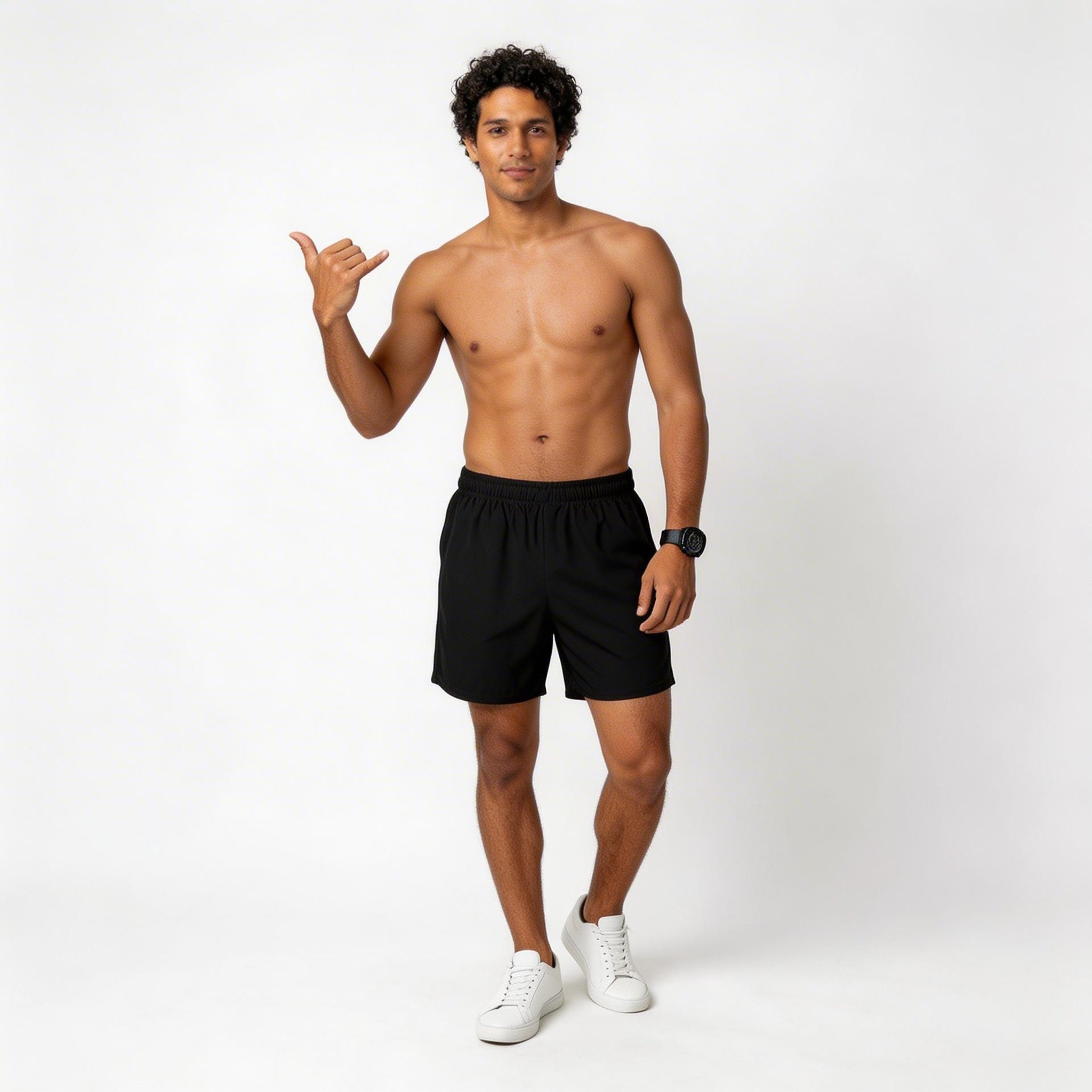 black swim trunks