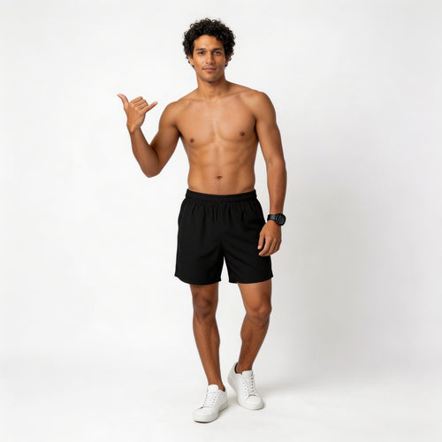 black swim trunks