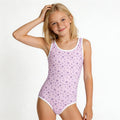 girl's heart pattern purple one-piece swimsuit