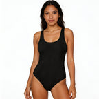 black one-piece swimsuit