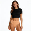 orange high-waisted bikini bottom
