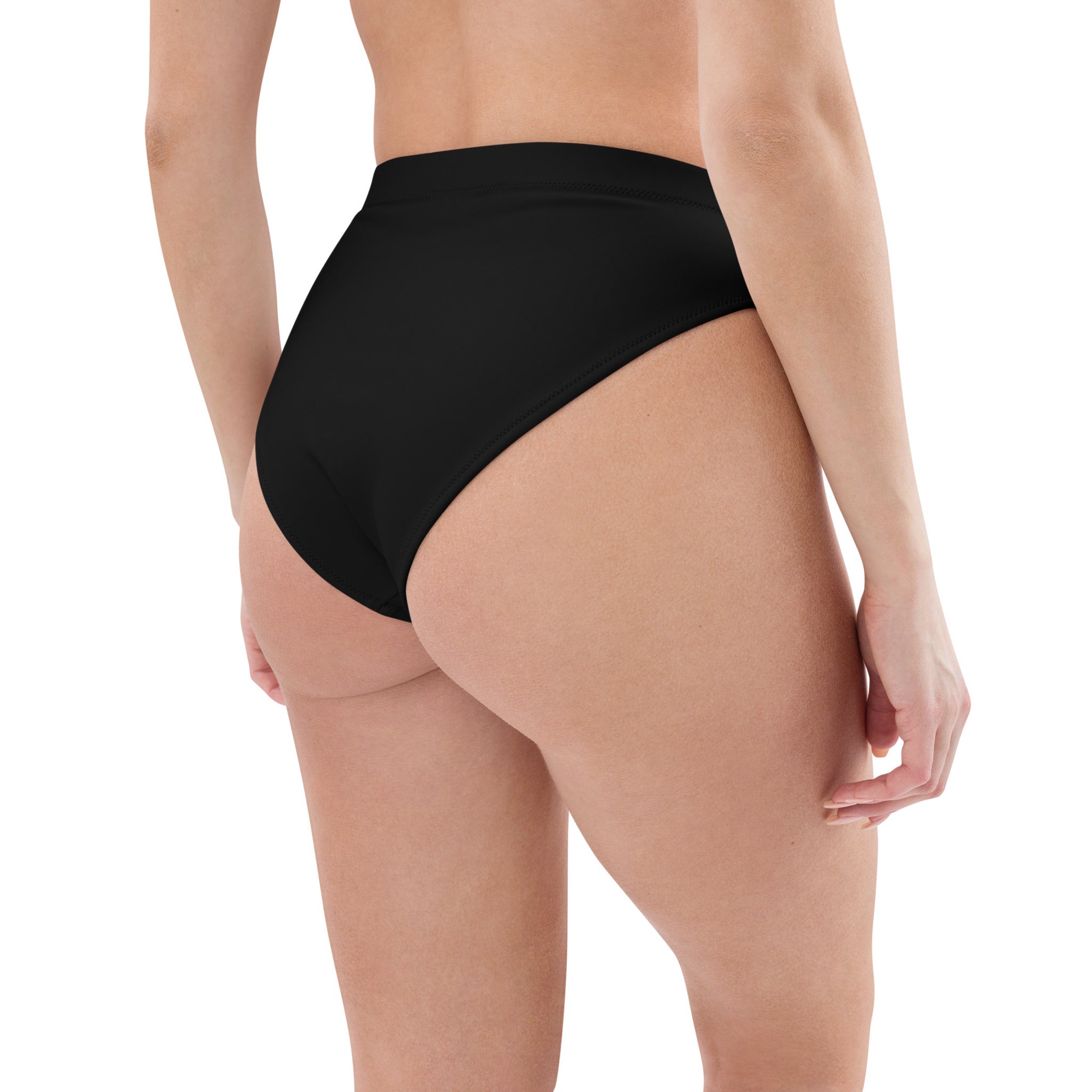 black high-waisted bikini bottom