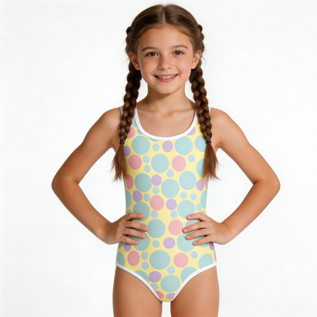 girl's polka dot one-piece swimsuit