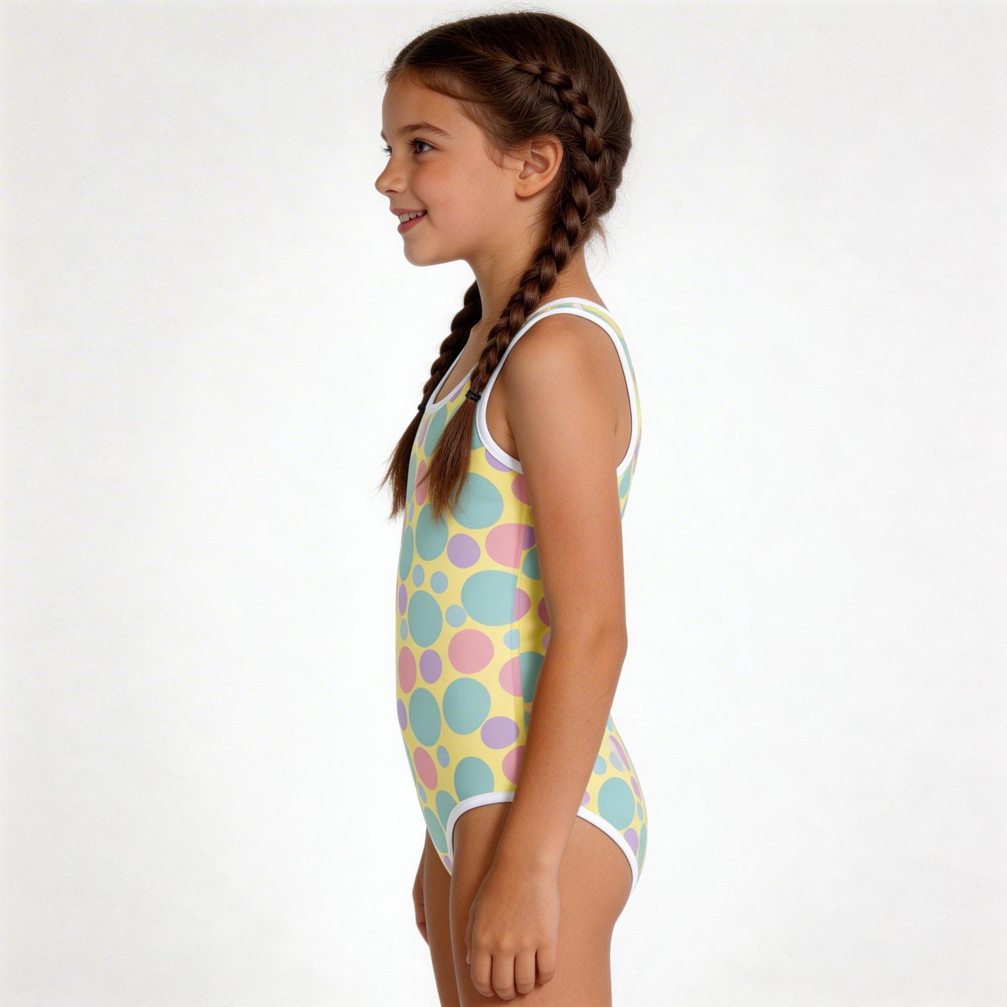 girl's polka dot one-piece swimsuit