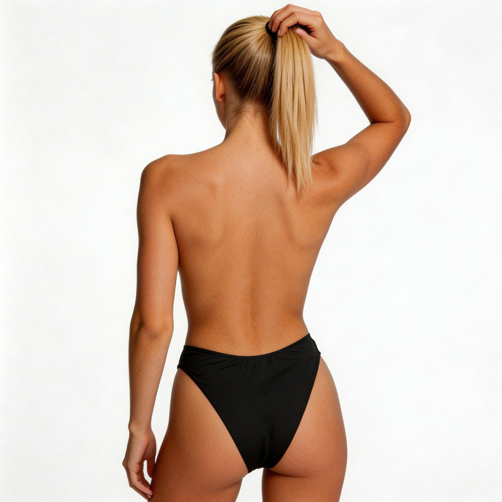 black V-cut bikini bottom
