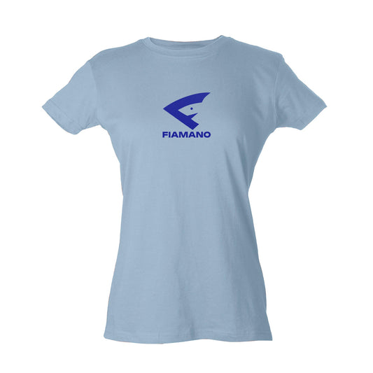 Woman's Blue T-Shirt with Navy Blue FIAMANO Name and Logo