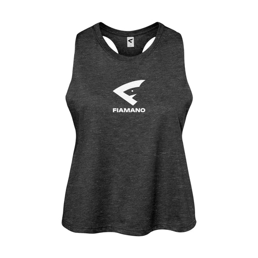 Women's Dark Grey Racerback Tank Top with White FIAMANO Name & Logo