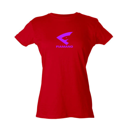 Woman's Red T-Shirt with Purple FIAMANO Name and Logo