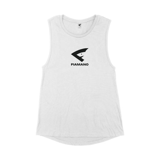 Women's White Tank Top with Black FIAMANO Name & Logo