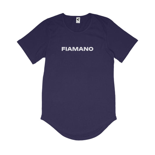 Men's Navy Blue Curved Hem T-Shirt with White FIAMANO Name