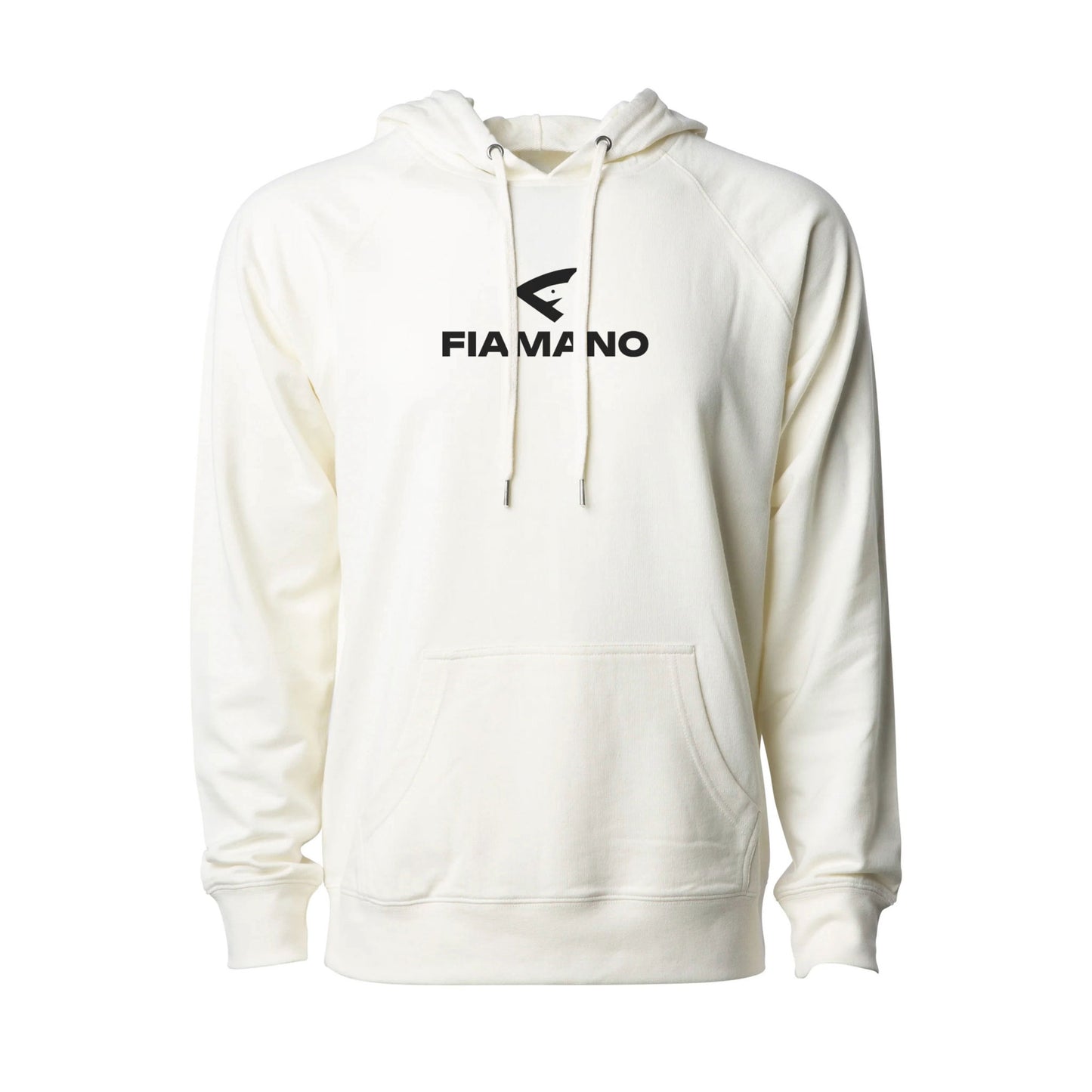 Men's White Lightweight Hoodie with Black FIAMANO Name & Logo