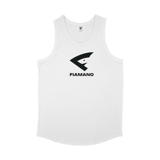 Men's White Tank Top with Black FIAMANO Name and Logo